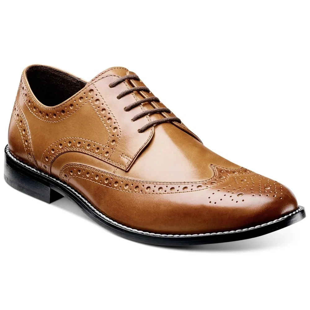 NEW ! Nunn Bush Men's Nelson Wingtip Oxfords dress shoes Cognac  12 M